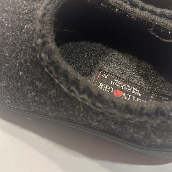Haflinger charcoal grey slip on clogs shoes pure new wool from Germany size 38 - Picture 9 of 9